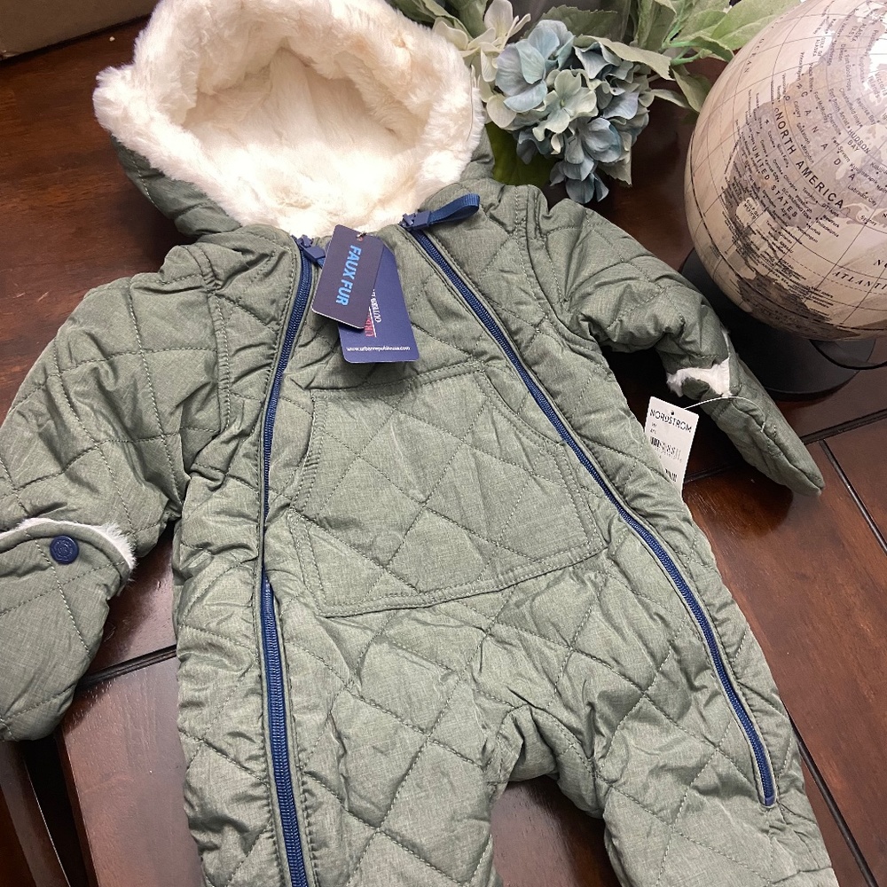 Urban Republic Baby Snowsuit  - Quilted Fleece Lined Bodysuit